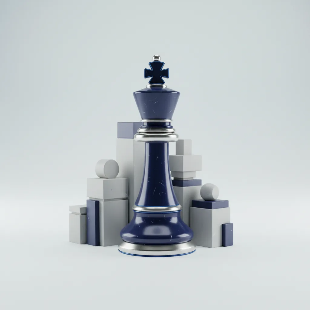 A chess king leading smaller business pieces, representing fractional virtual CISO security leadership for SMEs